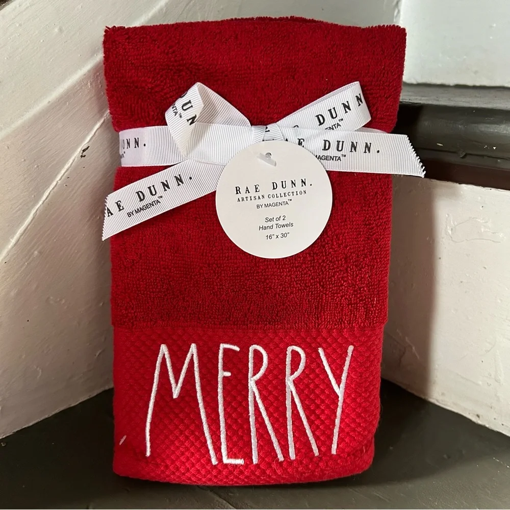 Rae Dunn MERRY Hand Towels